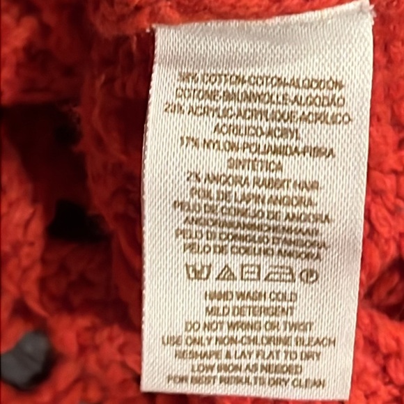 Free People Open Knit Crochet Mockneck Sweater Orange Size Small - Picture 12 of 12